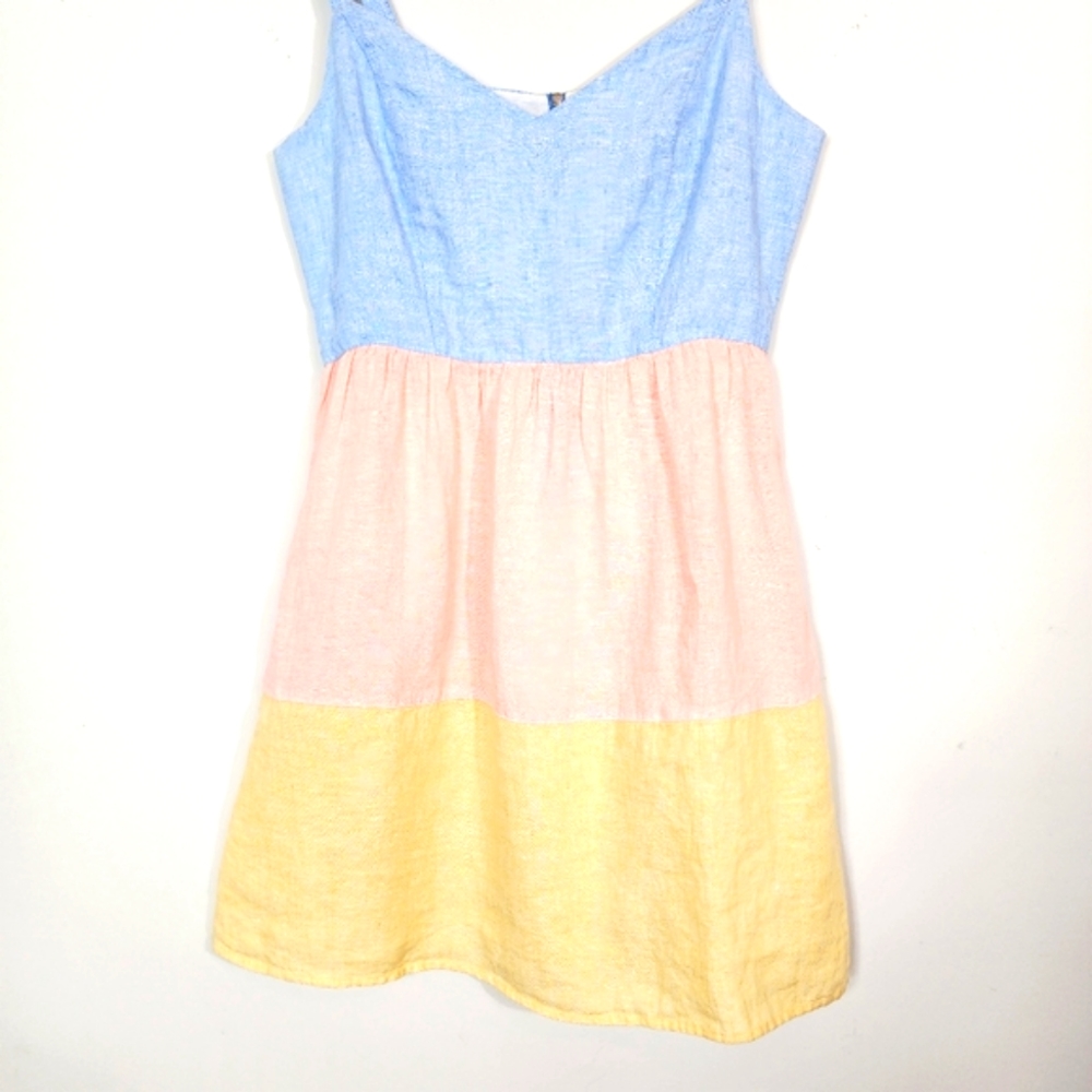 Cynthia Rowley 100% Linen Color Blocked Dress with Pockets Size Medium - Picture 3 of 8